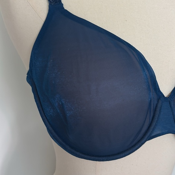 Victoria’s Secret Lined Perfect Coverage Bra Shimmer Blue Convertible Straps - Picture 2 of 11